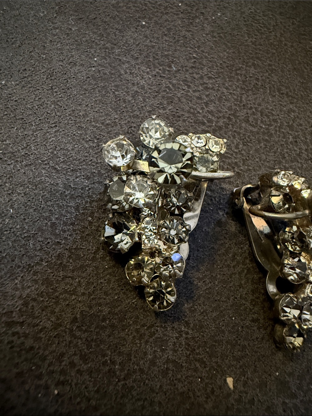 Vintage Silver-Tone Clear Crystal Clip-On Earrings